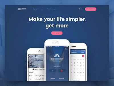 Landing Page app blue clean dark fireart fireart studio flat interface landing ui ux web