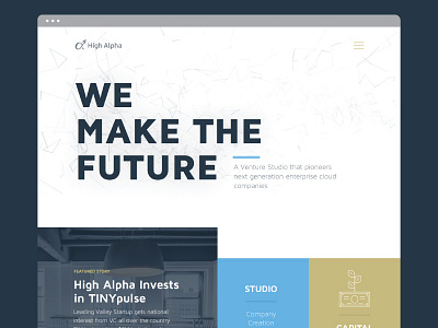 High Alpha Homepage bold double exposure duotone grid homepage square white space