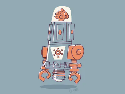 Brainicon 3000 cartoon character design illustration retro robot