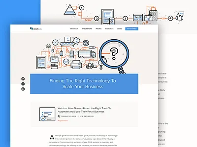 Stitch Labs - Chapter Layout article blog blue illustration measuring nodes orange process shaping tablet tool ui