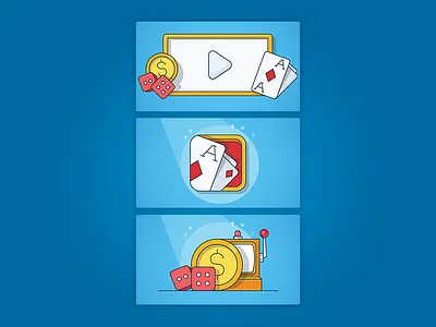 Casino Icons blue cards casino chips coins poker slot slots solitaire ui vector vegas