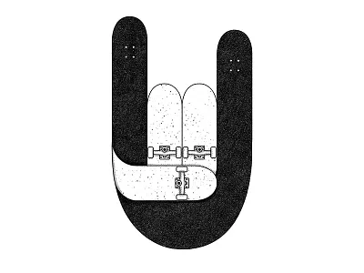 Skatehand black and white deck dots hand illustration rock skate skateboard