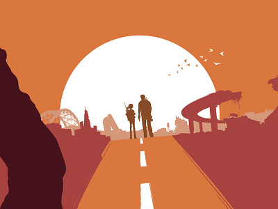 The Last of Us - Hunted At Dusk fanart gaming illustration minimal movie poster playstation sunset the last of us vector video games