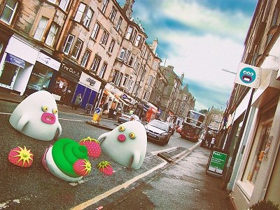 Swallowed by asphalt 3d 3dart cute edinburgh illustrations little monsters monsters scotland