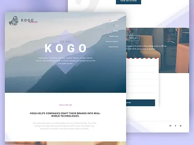 Kogo Landing Page contact contact form desktop header intro landing page mountains navigation tech web
