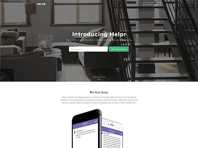 Helpr Landing Page android app flat interface iphone landing page mobile on demand ui ux web