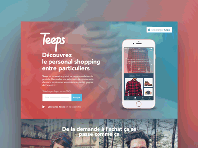 Landing page Teeps app gif grandients landing page service ui ux webdesign