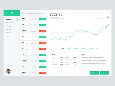 Robinhood Web App Concept (Light) app application dashboard design robinhood stocks trading ui ux web