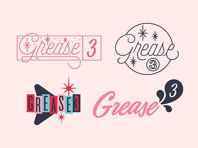 Grease 3 logo versions 3 calligraphy icon logo old retro sign space star symbol vintage
