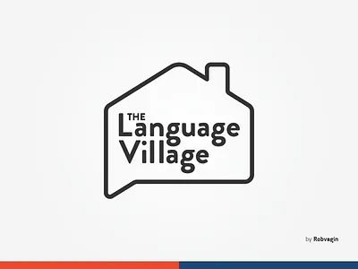 "The Language Village" bubble golden house language line logotype massage ratio village