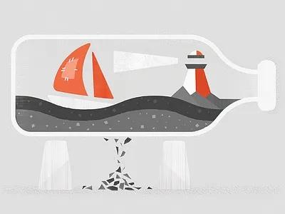 Utforska 2d boat design flask illustration lighthouse lines shortlines vector