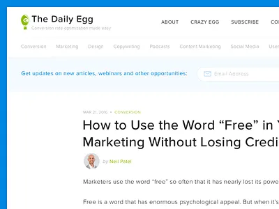 Crazy Egg Blog - Post blog cta desktop fields inputs mobile opt in post recommended responsive ui ux