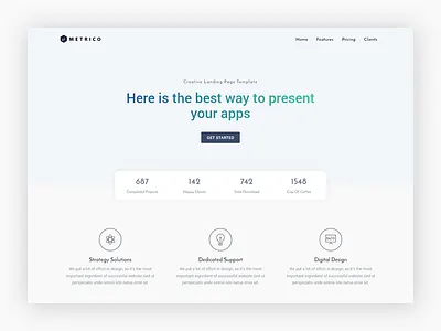 Metrico - Landing design flat landing ui ux