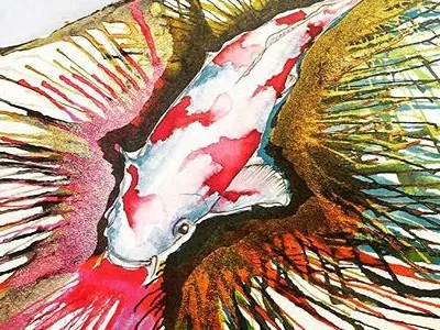 ko ink art diamine fish illustrate ink koi moleskine