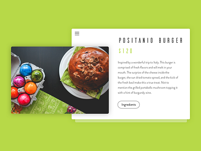 Positanio Burger burger card food food card foodie italy restaurant ui ui card