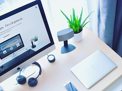 Company website desk landing mockup portfolio setup web website