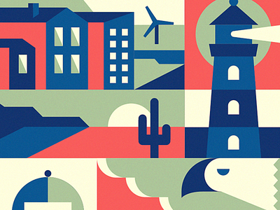 Poster: America abstract america cactus eagle lighthouse poster shapes states travel united us usa