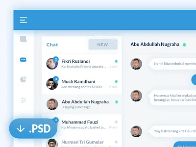 Chat dashboard PSD agenda app calendar chat clean dashboard download message psd ui ux web