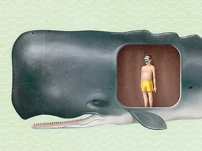 whale and man illustration man paint photoshop whale