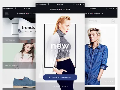 Tommy Hilfiger app application design ios minimal mobile notification profile shop ui ux