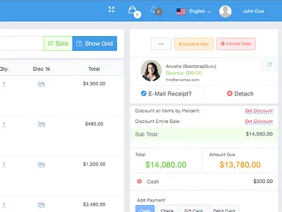 PHPPOS - Sales Page bootstrap bootstrapguru bsg cart flat order phppos pos retail sales sales page