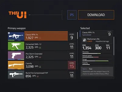 The Division UI Kit Freebie dark freebie gaming kit the division ui