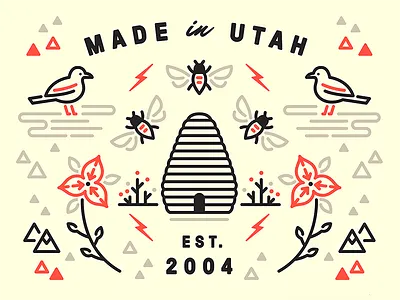 Experticity Mural—Utah bee beehive bolt experticity gull illustration mountains mural seagull sego lily utah