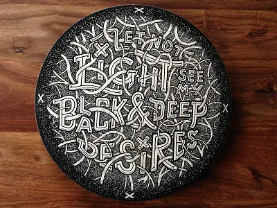 Stars, Hide Your Fires... art hand lettered ink lettering pen round type