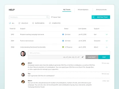 Help & Support Ticket Dashboard app clean dashboard desk help interface online simple support ticket ui web
