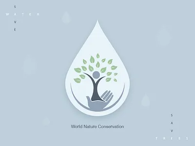 World Nature Conservation android conservation design drop icon icons ios logo logo designing tree water