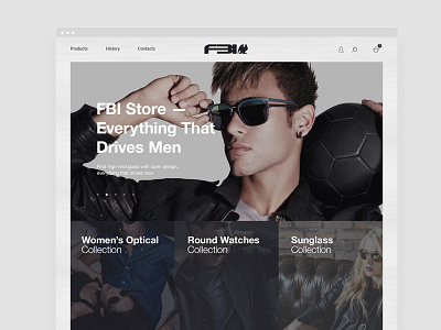 FBI. Homepage button fashion fbi glasses product page responsive shipping slider ui usa ux website