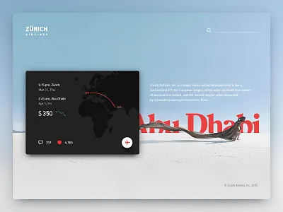 Web, part 2 — “Zürich airlines” airline challenge design fireart fireart studio flight map search ticket travel ui web design