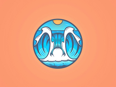 Splittin' peaks art barrel blue design illustration ocean tube wave