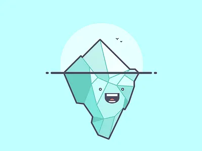 Iceberg! birds cold cool happy ice iceberg illustration line art