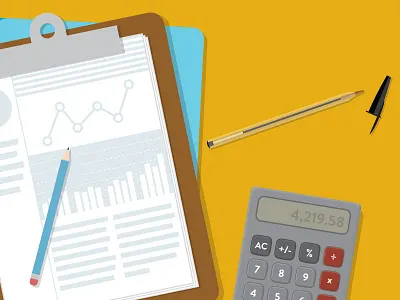 Poster Illustratrion calculator clipboard education flat graph illustration online