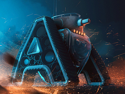 A for 36 Days a c4d cinema 4d concept concept art digital art illustration photoshop tank type