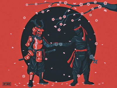 My Man! cherry blossom fight fighting illustration illustrator my man ninja sakura samurai san diego vector