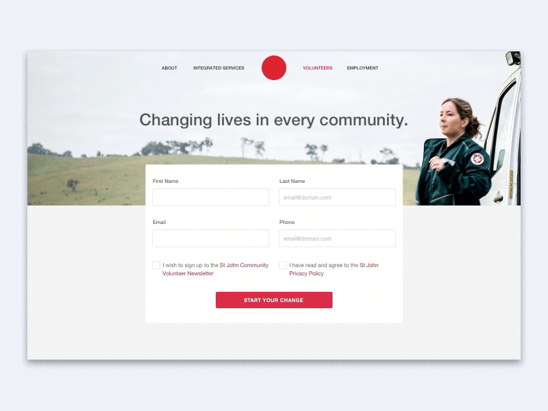 Button to Modal Animation animation button desktop form health modal registration volunteer volunteering web design