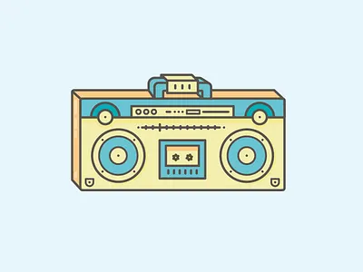 Drop The Beat 3d boombox depth flat funk parade illustration line