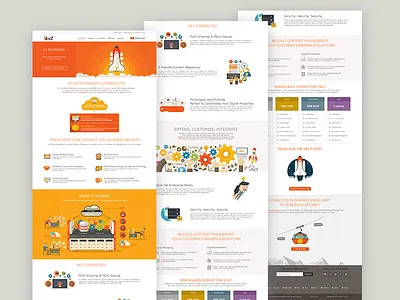 eZ Landing Page content management design flat icons illustration landing page space shuttle web page