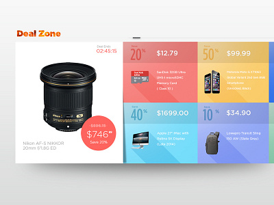 Deal Zone clean ui colorful deal e commerce flat color material design online shopping web design