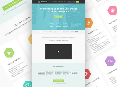 Musicisum course landing page bootstrap masonry minimal music responsive sketch ui ux website