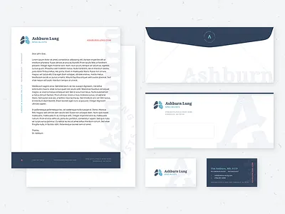 Ashburn Lung Collateral branding business card collateral envelope letterhead lungs pulmonologist pulmonology stationary