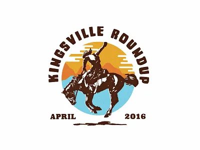Kingsville Roundup v2 - for a Trucker hat bronco circlular cowboy hat horse sunset western
