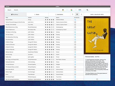 Calibre Redesign . Book Preview app books calibre desktop ebooks ereader redesign ui ux