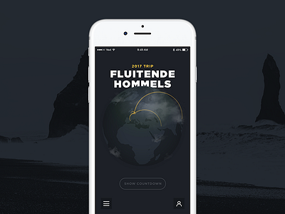 Trip Landing app black dark globe ios landing map phone travel typography ui ux