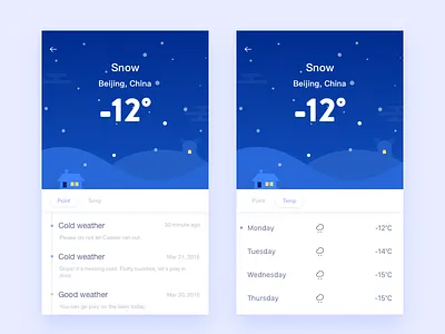 Poof ／Weather app，weather illustration interface ios rainy seasons snow timeline ui