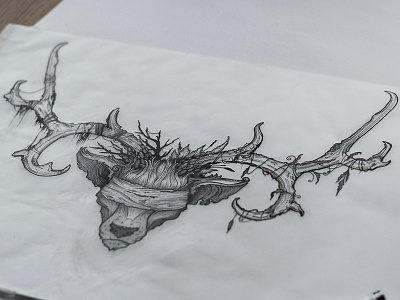 Fallen deer #1 bw deer dotwork fallen illustration linework sketch