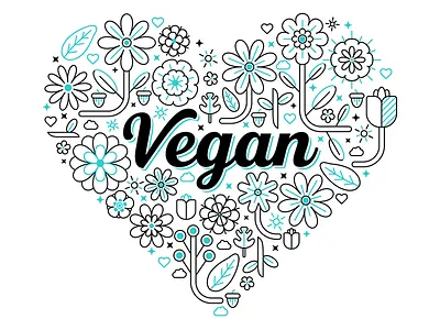 Vegan Plant Heart floral flowers heart illustration illustrator plants vector vegan