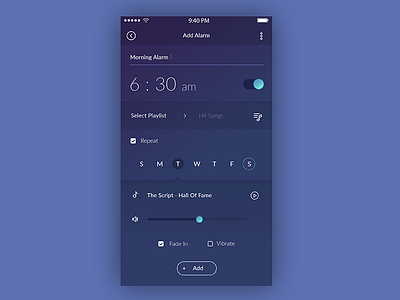 Alarm App Concept alarm android app application clock flat gradiant ios modern time ui ux